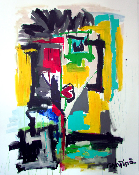 Abstract Face, technique mixte sur toile de Jorge Colomina — Galerie Maner, Pont-Aven