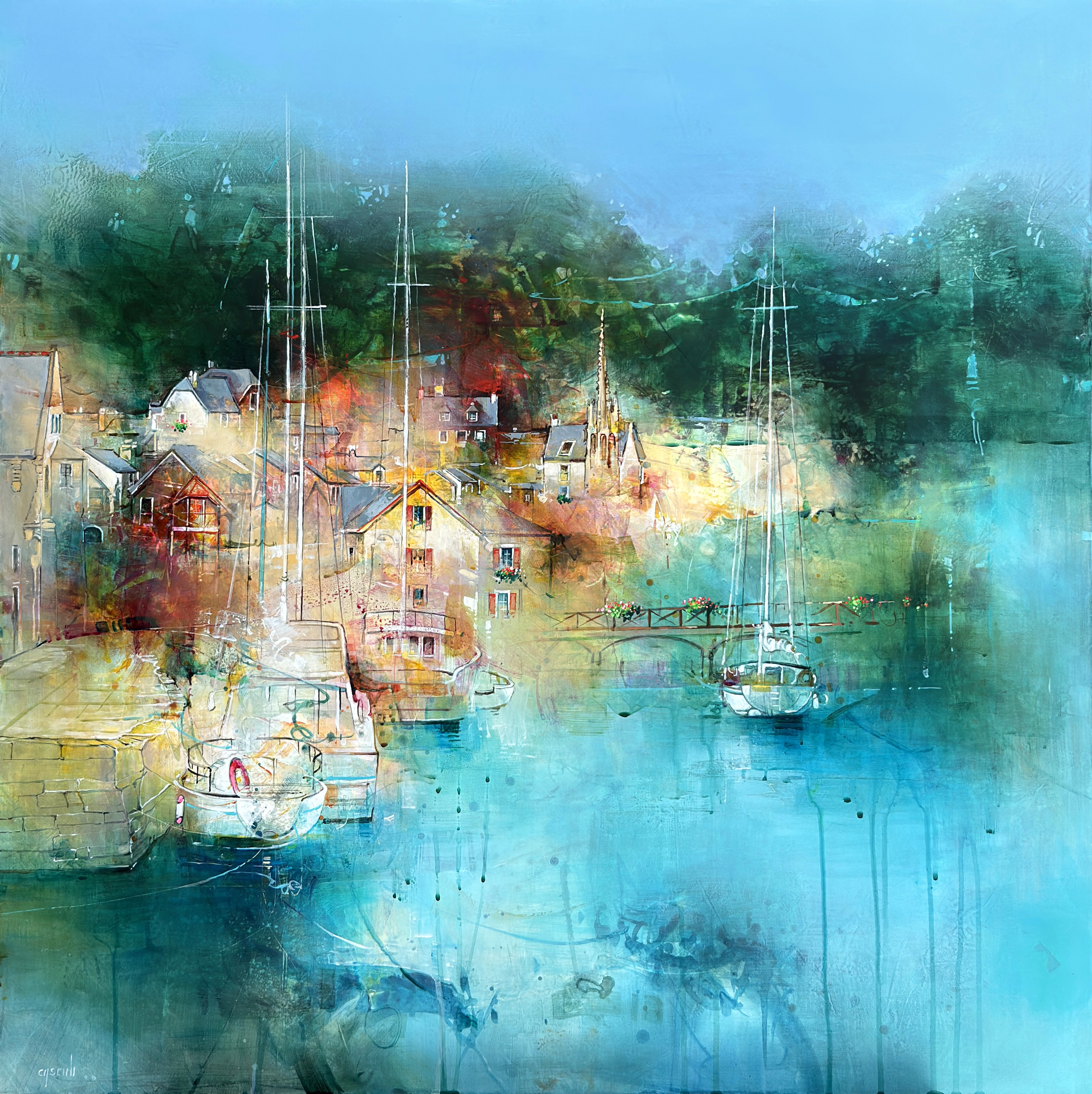 Blu Bretagna, huile sur toile de Nadia Cascini — Galerie Maner, Pont-Aven