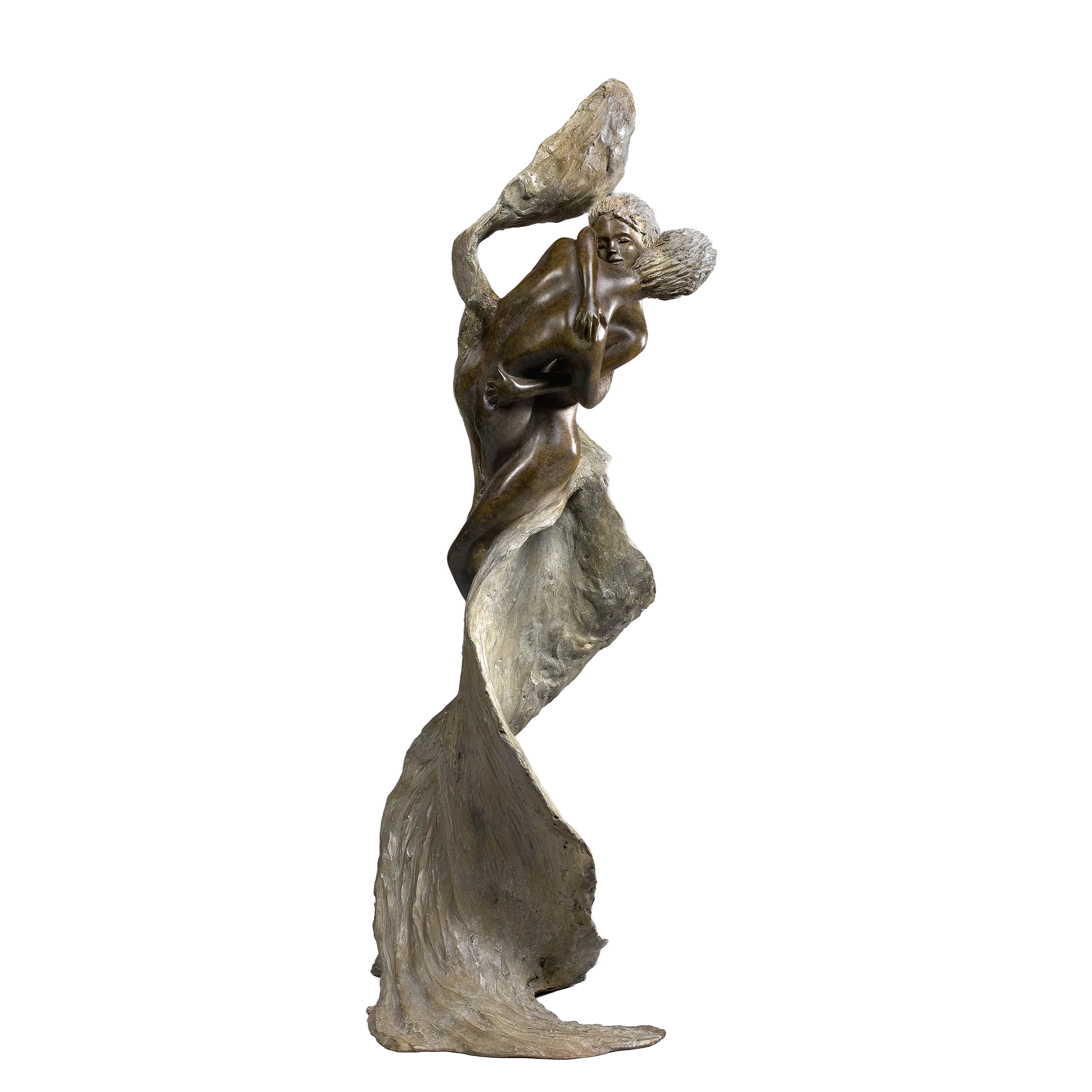 Étreinte, sculpture en bronze de Nathalie Seguin (70 cm)