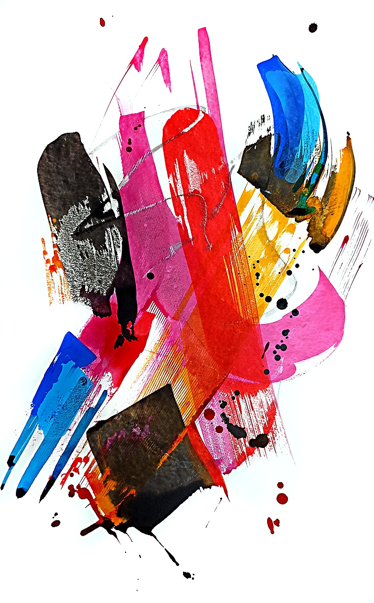 Exploded Pulse, technique mixte sur papier de Stephanie Mackenzie — Galerie Maner, Pont-Aven