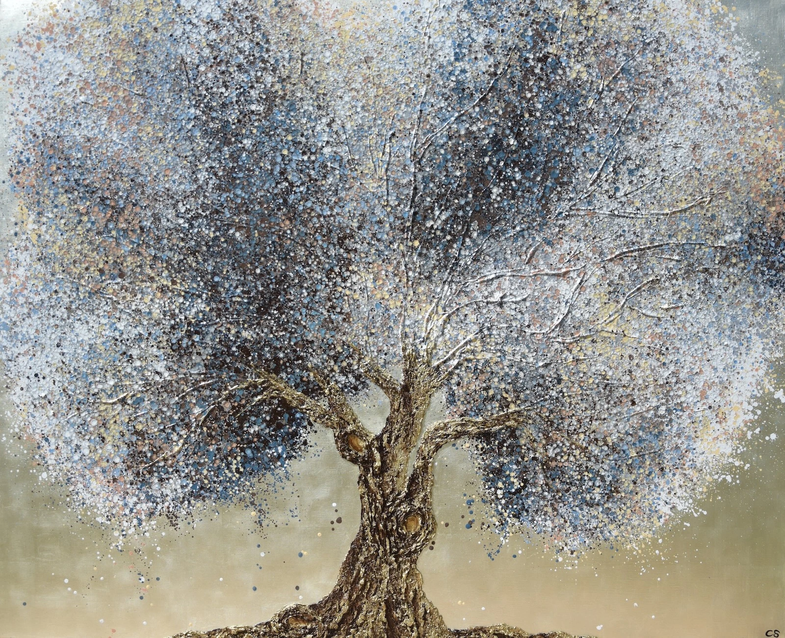 Racines n°793, huile et feuille d'or sur toile de Claire & Siri — Galerie Maner, Pont-Aven