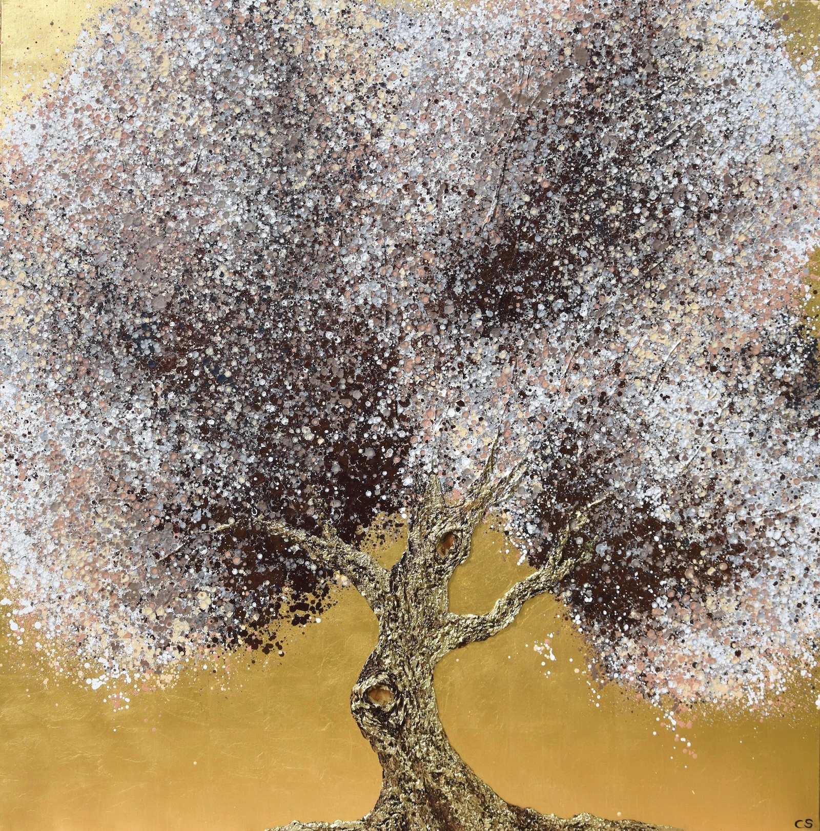 Racines n°798, huile et feuille d'or sur toile de Claire & Siri — Galerie Maner, Pont-Aven