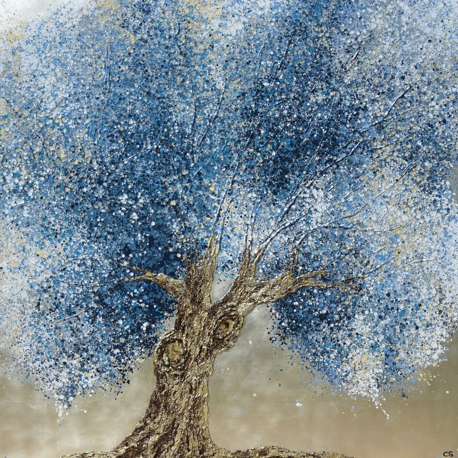 Racines n°800, huile et feuille d'or sur toile de Claire & Siri — Galerie Maner, Pont-Aven
