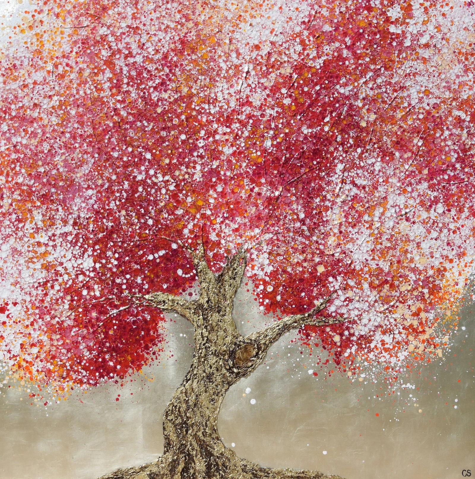 Racines n°804, huile et feuille d'or sur toile de Claire & Siri — Galerie Maner, Pont-Aven
