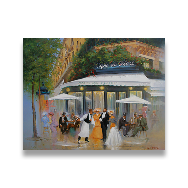 Café de Flore Huile sur toile 73x60 cm