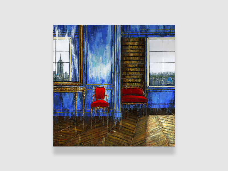 NEVEN Nathan Un soir à New-York Huile sur Toile 100x100 cm