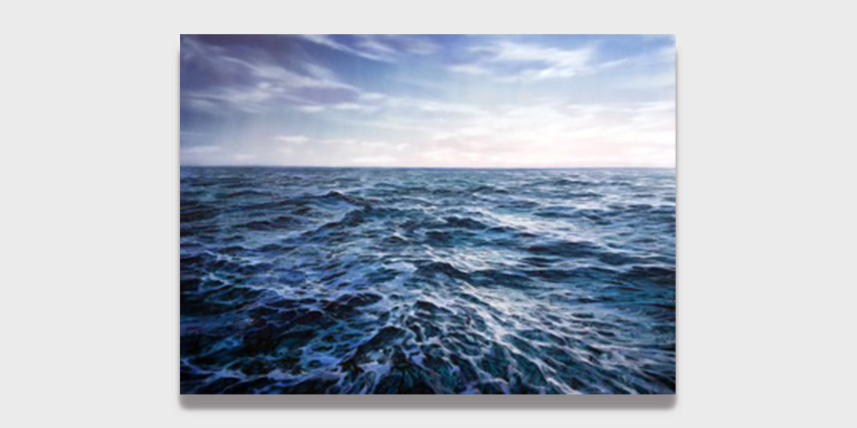Magnifique Paysage Maritime de l'artiste Belge Eléonore Bernair Pleine Mer de Bretagne avec un ciel dégagé à découvrir toute l'année à la Galerie Maner de Pont-Aven en Bretagne Finistère Sud