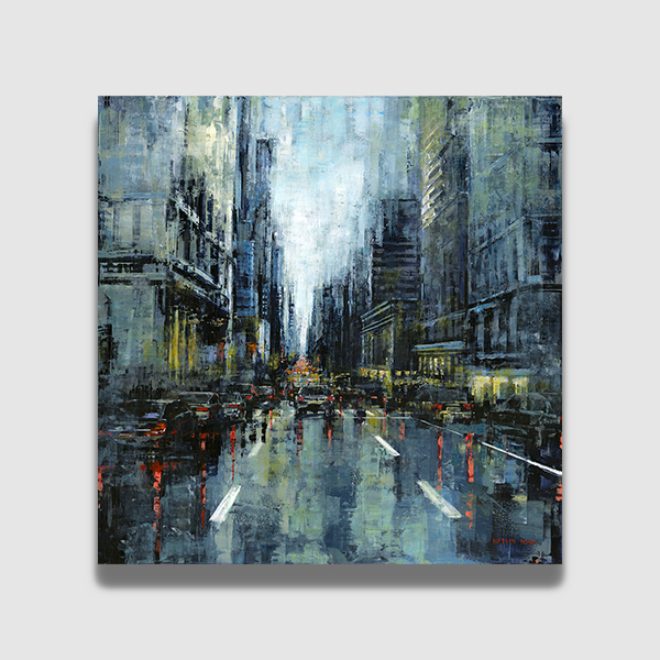 Magnifique peinture à l'huile sur toile représentant la célèbre ville de Manhattan des Etats-Unis. Galerie Maner à Pont-Aven.