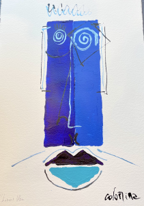 Photo de L'homme bleu l'oeuvre de Jorge Colomina réalisé sur vélin d'Arche exposée à la Galerie Maner #GalerieManer #ArtContemporain #ArtAbstrait