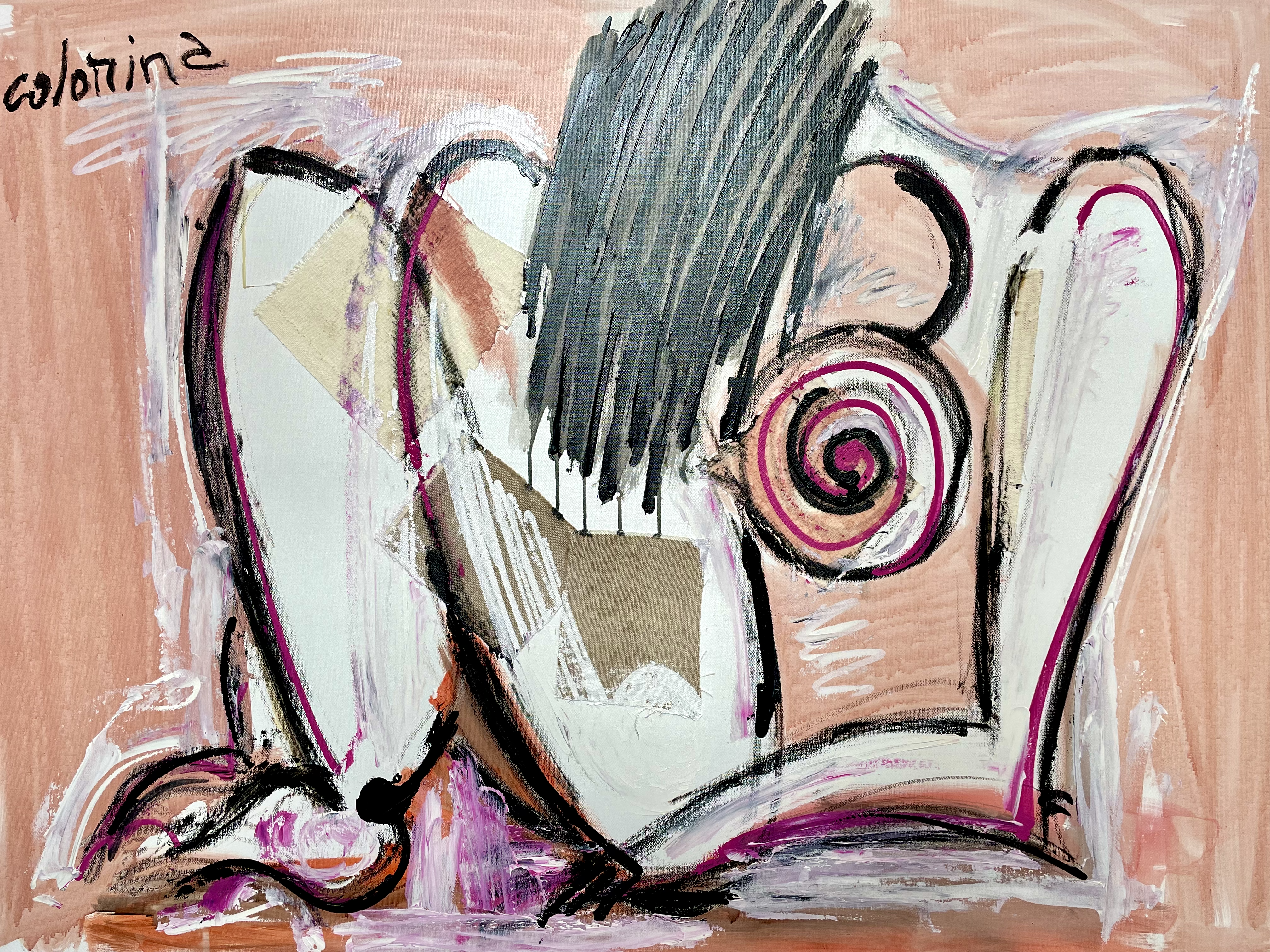 Nu rose_130x97 cm_Oeuvre de l'artiste Jorge Colomina à la Galerie Maner_art contemporain_art abstrait