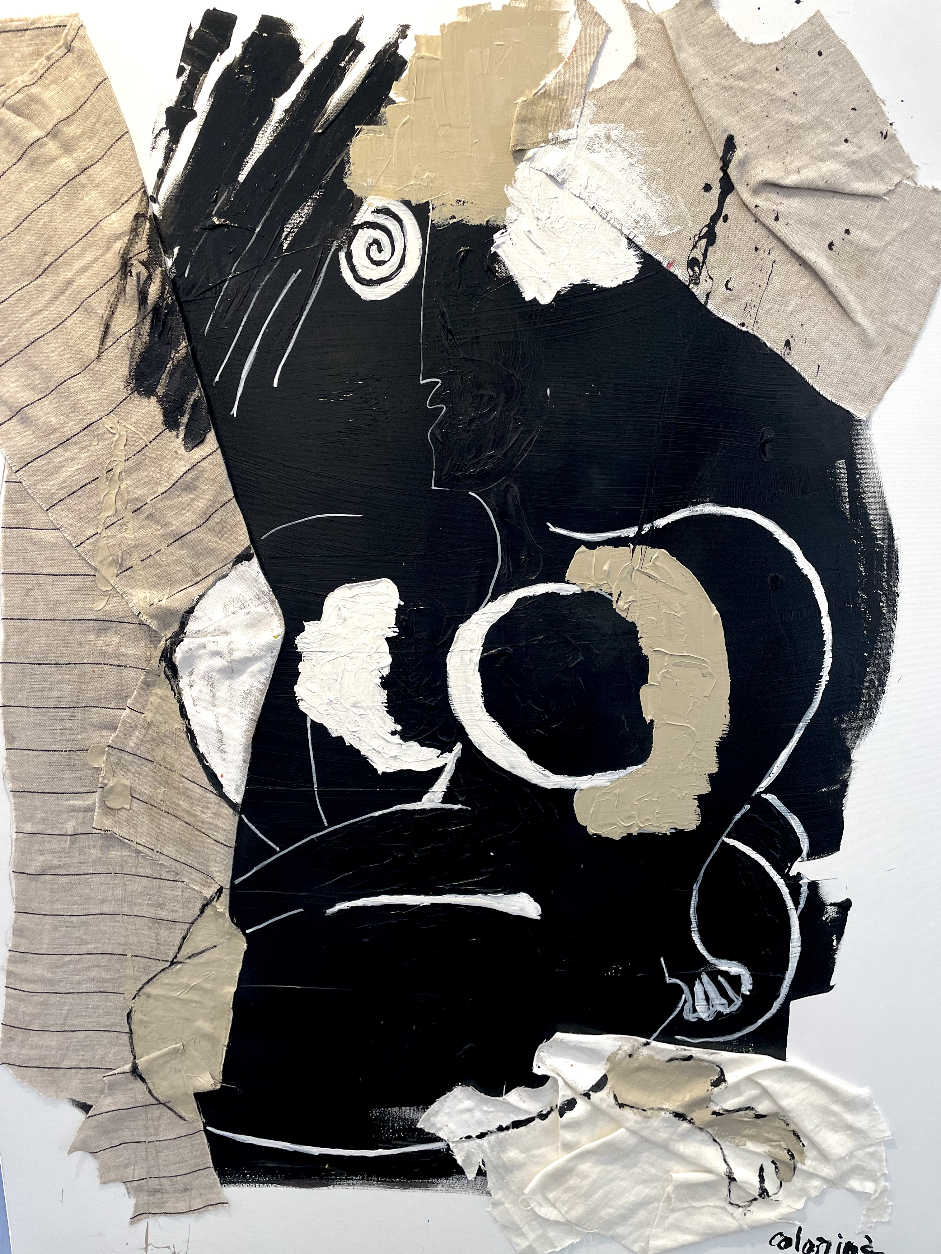 Tirez Le rideau_114 x 146_Oeuvre de l'artiste Jorge Colomina à la Galerie Maner_art contemporain_art abstrait_technique mixte_monochrome