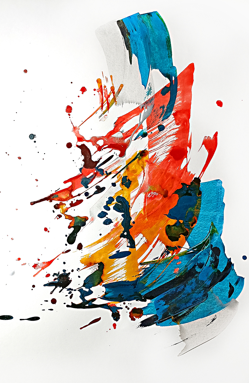 Absorbed FREQUENCY Acrylique et encre 58x42 cm Artiste MACKENZIE Galerie MANER Pont-Aven Bretagne Art abstrait BZH Vibrations Musique couleurs