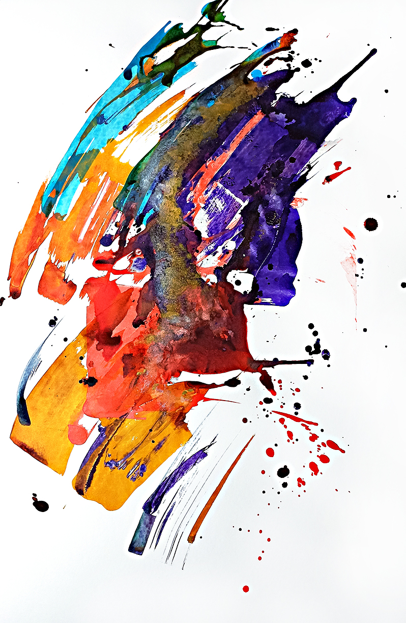 Helix NEBULA Acrylique et encre 58x42 cm Artiste MACKENZIE Galerie MANER Pont-Aven Bretagne Art abstrait BZH Vibrations Musique couleurs