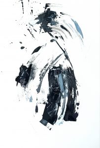 Peinture Noir et blanc, Artiste Stephanie MacKenzie, disponible et à vendre, à la Galerie Maner de Pont-Aven, le titre est Velvet METAL B