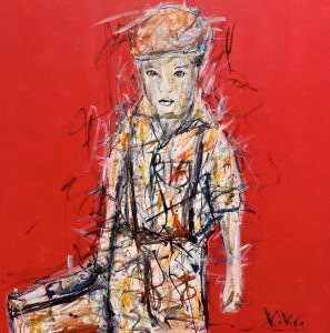Encres de Chine, aérosol et résine sur toile (100x100 cm) Galerie MANER Kiko Artiste Galerie d'art contemporain Bretagne La Valise