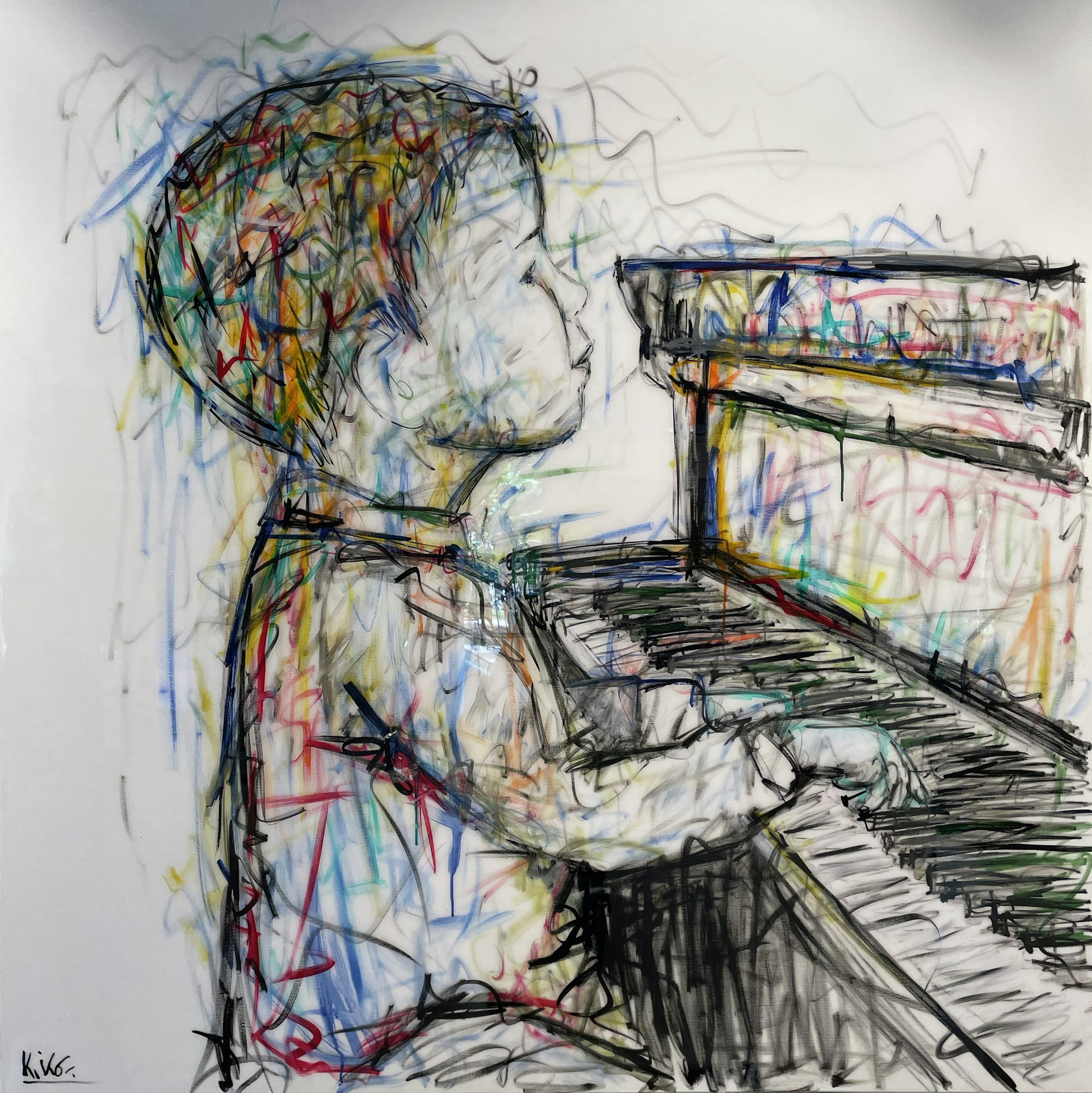 KiKo_Le_pianiste_150x150cm_Galerie maner _pont-aven-resine-encre-de-chine-artiste-contemporain-fine-art-bretagne-finistère